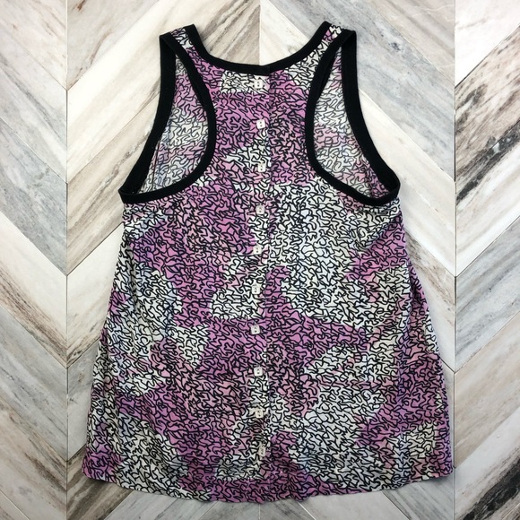 River Island Purple Abstract Button Back Tank Top - Picture 4 of 5